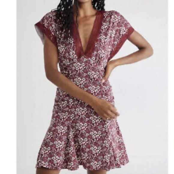 Free People NWOT Burgundy Floral Sweet Talker Mini Dress Size Small - Picture 2 of 13